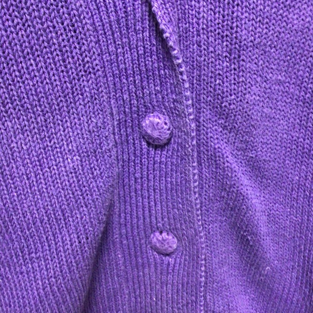 Stephanie Andrews - Purple Cardigan Sweater with scalloped collar - Picture 4 of 8